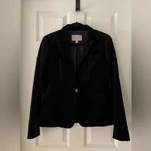 Banana Republic Classic Velvet Black Blazer Solid Single Button-formal dressy 10
